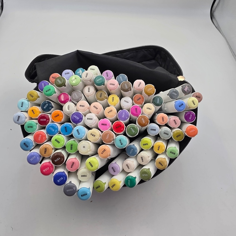 Caliart Dual Tip Art Markers Set Alcohol Based Broad and Fine Tips with Case N4